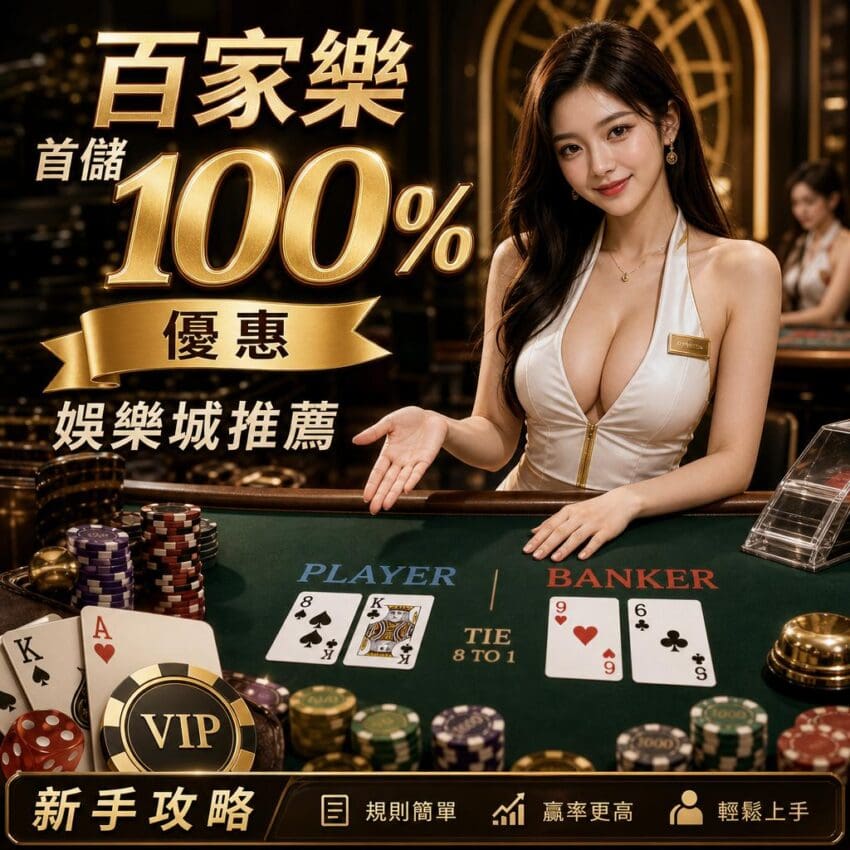 百家樂首儲 100% 優惠娛樂城推薦與新手攻略